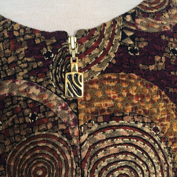 Joseph Ribkoff Trends Jacket Sz 18 Multicolor Mosaic Artsy Print Zip 3/4 Sleeve - Picture 6 of 7